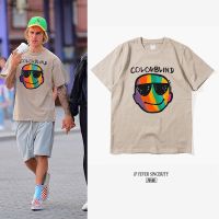 2023 NEWJustin Bieber เดียวกันเสื้อยืดฤดูร้อนสายรุ้งยิ้มแขนสั้น Justin Bieber หลวมยุโรปและอเมริกาน้ำแบรนด์