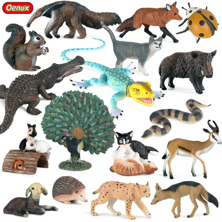 Wild Animals Snail Peacock Snake Squirrel Ladybug Model Action Figure ...