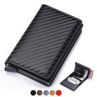 【CW】♠◘  ID Credit Bank Card Holder Wallet Luxury Brand Men Anti Rfid Blocking Protected Leather Small Money Wallets