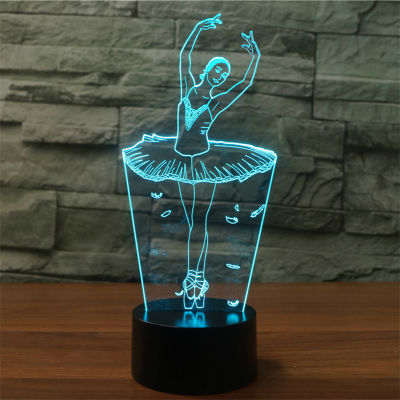 3D Visual Night Light Ballet Dancers Lovers Trophy 3D LED Night Light Acrylic Colorful Gradient Atmosphere Lamp Home Decor Xmas