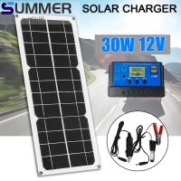 30W Solar Panel Kit Complete 12V USB with 10A Controller Outdoor Solar Cells for Car Yacht RV Boat Moblie Phone Battery Charger Wires Leads Adapters