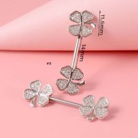 2 Piece Leaf Flower Bee Shape Piercing Stud 14Gauge Barbell Stainless Steel with Zircon