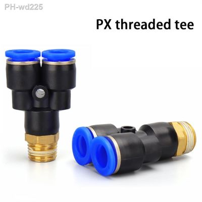 PX Pneumatic Connector Y-Shaped Tee 4mm-12mm Outer Diameter Hose M5 1/8 quot;1/4 quot; 3/8 quot;1/2 quot; BSP External Thread Tee Air Connector