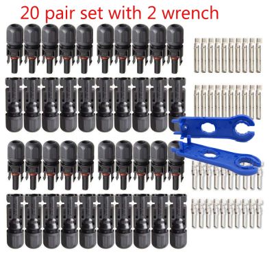 ♗ 20PAIR Multi-Contact 4 Connectors 30A 1000V IP67 Waterproof for 2.5mm2 6.0mm2 Solar Cable Male Female Terminals with Wrench