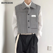 SUPEEON Men s vest youth pop lapels no single