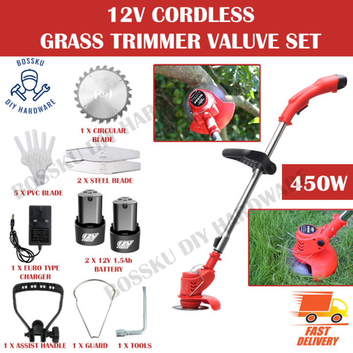 Multi Function 12V Cordless Grass Trimmer Value Package Lawn Mover ...