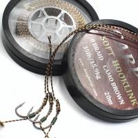 20m Carp Fishing Line Soft Hook Link Uncoated Braid Line Camo Brown Hooklink for Hair Rig 15 25 35LB Carp Coarse Fishing Tackle Fishing Lines