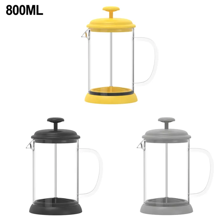 High Borosilicate Glass Coffee Pot 800ml Stainless Steel Transparent