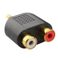 ：“{》 Stereo RCA Splitter Connector 3.5 Mm Male To 2 RCA Female Audio Adapter For Computer Speaker Earphone Headphone