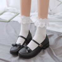 【LZ】✓✷  Meias curtas de renda estilo lolita para mulheres meias princesa de algodão donzela japonesa plissado doce adorável alta qualidade verão 1 par