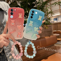 Phone Case เคส VIVO V29 V27e V27 VIVO Y27 Y36 5G 4G ลดกระหน่ำลูกบาศก์ตุ๊กตาหมีปกป้องเลนส์ฝาครอบนิ่มกันกระแทกพร้อมสายรัดข้อมือเคสโทรศัพท์2023