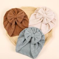 ☜■ New Fashion Ribbed Bow Baby Turban Hat Infant Soft Elastic Beanies Cap Breathable Solid Color Baby Girl Bonnet Hats for Newborn