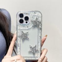 เคสโทรศัพท์3D ดาวระยิบระยับจากเกาหลีสำหรับ iPhone 14 13 12 11 Pro Max 14 Plus ชัดเจนซิลิโคนกันกระแทก Funda เคสกันกระแทก CarterFa