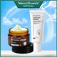 VIBRANT GLAMOUR ครีมเรตินอล + ครีมกันแดดไวท์เทนนิ่ง ต่อต้านริ้วรอยแห่งวัย ลบริ้วรอย ป้องกันรังสียูวี ลดเนื้อสัมผัส ลบจุดด่างดำ ชุด 2 ชิ้น