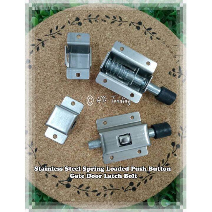 Stainless Steel Spring Loaded Push Button Gate Door Latch Bolt Lock