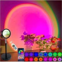 ▧✁™ Smart Bluetooth Night Light Rainbow Sunset Projector Lamp for Home Coffe shop Background Wall Decoration Atmosphere Table Lamp