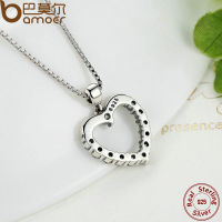 BAMOER New Authentic 925 Sterling Silver Female Heart Pendant Necklace High Quality Fashion Necklace Accessories SCN025