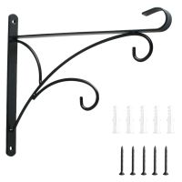 11.8 Inch Heavy-Duty Outdoor Hand-Forged Plant Hook Bracket Durable and Stable Bird Feeder Bracket Hanging Plant Bracket