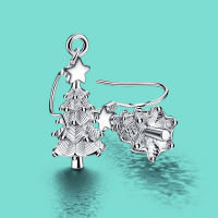 Fashion 925 Sterling Silver Earrings For Women Cute Christmas Tree Pendant Earrings Female Popular Jewelry Christmas Gift