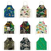 Home Cartoon Dinosaur Cute Apron for Children Kitchen Cooking Linen Adults Children Bib Apron Cooking Accessories Apron for Men Aprons