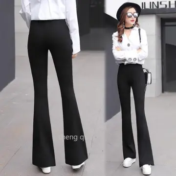 Black Suit Pants Ladies High Waist Pants Belt Belt Pockets Office