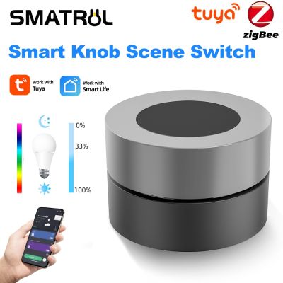 SMATRUL Tuya ZigBee Smart Home Scene Switch Knob Dimmer Light Switch Bulb Wireless Remote Control Button Controller Scenario Battery Powered APP