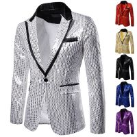 ZZOOI Shiny Gold Shiny Shiny Blazer Jacket for Men Tuxedo Night Club Graduation Men Suit Blazer Homme Costume Stage Wear for Singer