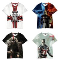 Men S Casual Knights Templar 3D Printing Men S Round Neck Short Sleeve Top T-Shirt