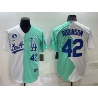 2022 New MLB Los Angeles Dodgers #7 URIAS #22 KERSHAW #42 ROBINSON #50 BETTS #5 10 34 White And Green Half-And-Half Baseball Jersey