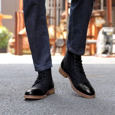 Fashion Leather Mens Boots Shoes Handsome British Style Classic Patchwork Comfortable