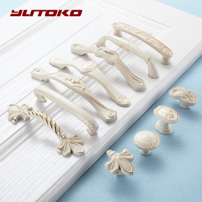 【LZ】❐☁  YUTOKO Ivory White Door Handles And Knobs For Cabinet Kitchen Cupboard Zinc Alloy Furniture Handles Dresser Drawer Pull Hardware