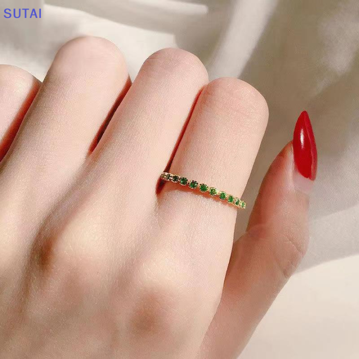 lowest-price-sutai-แหวนมรกตสีทองสำหรับผู้หญิงดีไซน์แบบปรับได้เครื่องประดับคุณภาพสูงของขวัญสำหรับงานแต่งงานครบรอบ