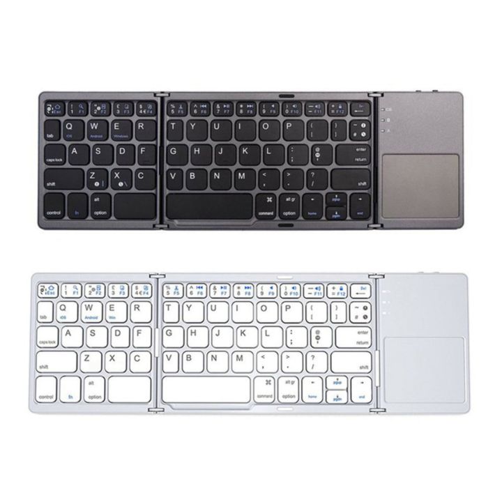 ขายดีที่สุด-mini-foldable-touch-mouse-keyboard-คีย์บอร์ดไร้สายสามพับพร้อมทัชแพด