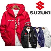 เสื้อแจ็กเก็ต SUZUKI ของผู้ชายแฟชั่น,เสื้อกันลมใส่สบายๆกันแจ็คเก็ตฟิตเนสแขนยาวกันลมแจ็คเก็ตมีฮู้ดฮิปฮอป2023