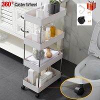 【CW】 New 3/4 Layer Storage Rack Movable Assemble Plastic Shelf Wheels Saving Organizer