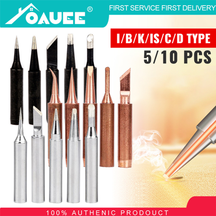 5/10Pcs Pure Copper Soldering Iron Tip Leadfree Solder Tips Welding