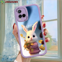 Jinsouwe เคสเคสมือถือสำหรับ Vivo เคส Vivoy21t Y21T สำหรับเด็กผู้หญิงลายการ์ตูนกระต่ายปกหนังกรอบกระจกเต็มตัว