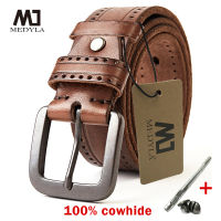 MEDYLA Mens Leather Belts For Men Vintage Alloy Pin Buckle Waistband Strap Jeans Belt For Male Cowhide Belt DSW535 bnn