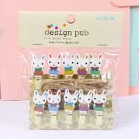 10 pcs/ 1lot Cute cartoon rabbit cat plant Wood Clip Set / Cute Wooden Paper Clips / Small Craft Photo Pegs Kawaii Stationery