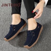 CODff51906at [JINTOHO] Kasut Perempuan Womens Minimalist Design Suede Leather Loafers