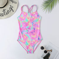 7-16Years Girls Kids Swimsuit Swimwear 2022 Tie Dye Children Girl Swimsuits Beachwear Bathing Suits Monokini LL001