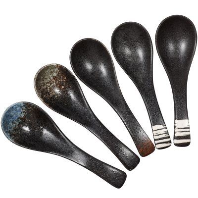 5 Pcs Japanese Spoon Gadgets Home Food Small Rice Eating Restaurant Scoop Multipurpose Spoons Ceramics Kitchen Utensil Serving Utensils