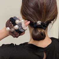 Korea leopard print pearl hair ring tie hair large intestine hair ring ball head headdress simple fashion hair accessories women Hair Accessories