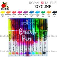 Talens ecoline brush pen primary pack 10 I ปากกาหัวพู่กันสีน้ำ Ecoline แบบแพ็ค 10 แท่ง