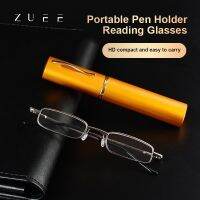 {Paopao glasses} ZUEE บางแว่นอ่านหนังสือกับหลอดกรณีแบบพกพาที่มีน้ำหนักเบาอ่านแว่นตาสำหรับผู้ชายผู้หญิงมินิขนาดกะทัดรัดป้องกันแสงสีฟ้าแว่นตา