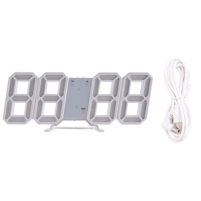 Digital 3D LED Wall/Desk Clock Alarm Big Digits Auto Brightness USB Temperature