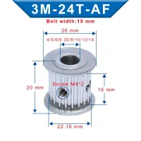 3M-24T ลูกรอกด้านในเจาะ4/5/6/6.35/8/10/12/14มมช่องล้อลูกรอกอลูมิเนียมกว้าง16มม. สำหรับ3ม.-ยางเข็มขัดจับเวลากว้าง15มม