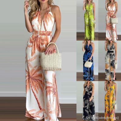 ✓ Novo verão vestido feminino impresso colorido solto pulôver sem mangas suspender urbano casual macacão roupas para grávidas
