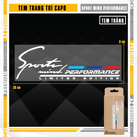Tem capo ô tô chủ đề sport mind mperformance cp03 decal xe ô tô cao cấp - ảnh sản phẩm 1