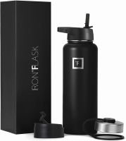 Iron Flask Sports Water Bottle - 14oz,18oz,22oz,32oz,40oz,64oz,3 Lids (Straw Lid),Vacuum Insulated Stainless Steel, Modern Double Walled, Simple Thermo Mug, Hydro Metal Canteen